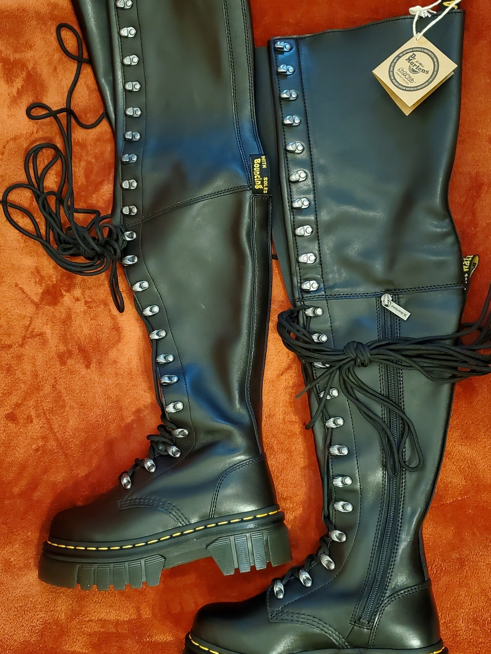 NEW Dr. Martens Women’s Black Leather Knee-High/Over The Knee Combat Boots